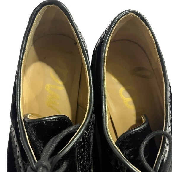 Sam Edelman Lace Up Black Velvet Dahl Oxfords size 7.5 - Picture 7 of 7